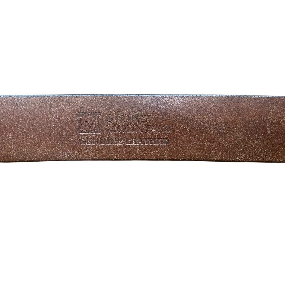 Stone Mountain Mens Brown Leather Belt Distressed Rugged Buckle Western XL42-44‎ - Picture 5 of 10